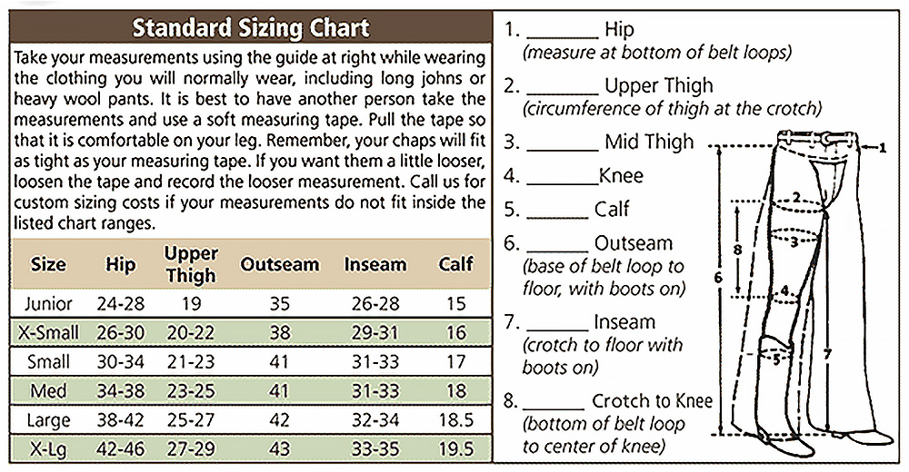 Standard Sizing Chart